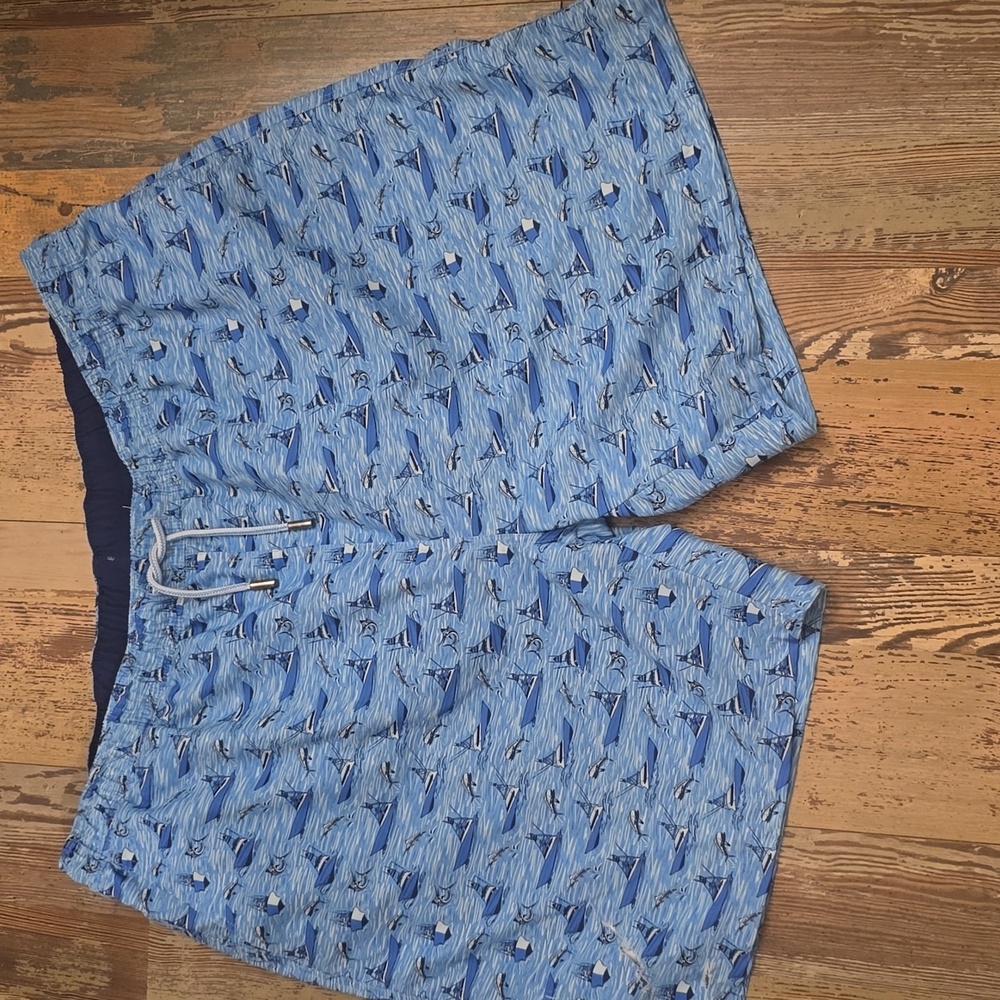 Peter Millar Seaside Collection Swim Trunk Shorts Men's XXL Nautical Fish AOP